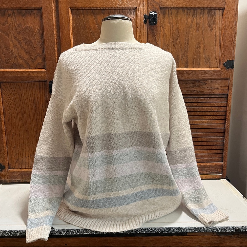 Women's Cream Striped Sweater